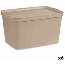 Boîte de rangement avec couvercle en plastique beige 24 l 29,3 x 24,5 x 45 cm (6 pièces)