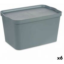Boîte de rangement avec couvercle en plastique gris 24 l 29,3 x 24,5 x 45 cm (6 pièces)