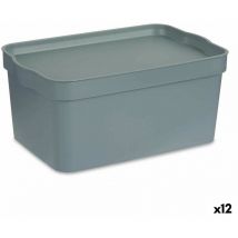 Boîte de rangement de avec couvercle plastique gris 7,5 l 21 x 14,2 x 32 cm (12 pcs.)