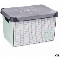 Kipit - Boîte de rangement deavec couvercle home carré 22 l gris plastique 29 x 23,5 x 39 cm (12 pièces)