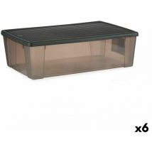 Stefanplast - Boîte de rangement de avec couvercle élégance gris plastique 30 l 38,5 x 17 x 59,5 cm (6 pièces)