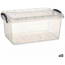 Boîte de rangement de avec couvercle en plastique transparent 8,5 l 23,5 x 15,5 x 15,5 x 37 cm (12 pièces)