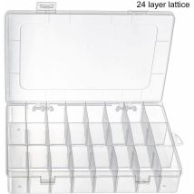 Boîte de rangement avec séparateurs réglables, organisateur de compartiments 15/24/36 Conteneur de rangement transparent pour organisateur de perles,