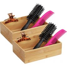 Rangement salle de bain Wenko Mod Terra bambou brun 2 pcs 22 cm accessoire salle de bain bambou organisateur salle de bain boite de rangement