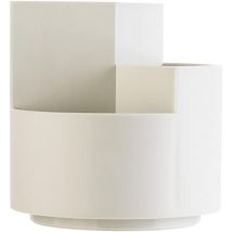 Boîte de rangement cylindrique pour cosmétiques, 3 compartiments, rotative, en plastique, blanche