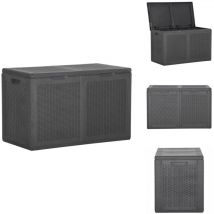 Boîte de rangement de jardin 180 l Noir pp Rotin - Boîte De Rangement Jardin - Coffre De Rangement Extérieur - Rangement Jardin - Meuble De Jardin