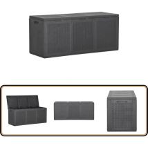 Boîte de rangement de jardin 270 L Noir PP Rotin - Boîte De Rangement Jardin - Coffre De Rangement Extérieur - Rangement Jardin - Meuble De Jardin