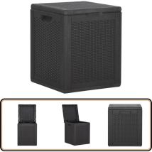 Boîte de rangement de jardin 90 l Noir pp Rotin - Boîte De Rangement Jardin - Coffre De Rangement Extérieur - Rangement Jardin - Meuble De Jardin