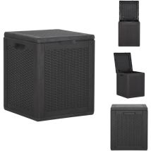 Boîte de rangement de jardin 90 l Noir pp Rotin - Boîte De Rangement Jardin - Coffre De Rangement Extérieur - Rangement Jardin - Meuble De Jardin