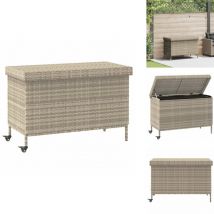Boîte de rangement de jardin et roues gris clair résine tressée - Boîte De Rangement De Jardin - Boîtes De Rangement De Jardin - Boîte De Rangement