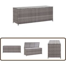 Boîte de rangement de jardin gris 120x50x60 cm résine tressée - Coffre De Jardin - Rangement Extérieur - Meuble De Jardin - Coffre De Rangement