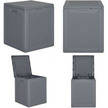 Boîte de rangement de jardin gris pp rotin 90 l - Boîte De Rangement Jardin - Coffre De Rangement Extérieur - Rangement Jardin - Meuble De Jardin