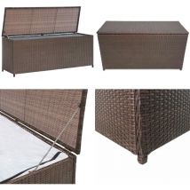 Boîte de rangement de jardin marron 120x50x60 cm résine tressée - Coffre De Jardin - Rangement Extérieur - Meuble De Jardin - Résine Tressée - Coffre