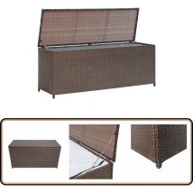 Boîte de rangement de jardin marron 120x50x60 cm résine tressée - Coffre De Jardin - Rangement Extérieur - Meuble De Jardin - Résine Tressée - Coffre