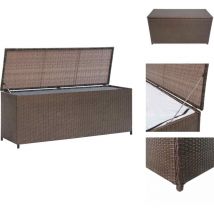 Boîte de rangement de jardin marron 120x50x60 cm résine tressée - Coffre De Jardin - Rangement Extérieur - Meuble De Jardin - Résine Tressée - Coffre