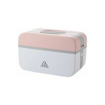 Boîte de rangement de médicaments pliable multicouche, boîte à médicaments créative, boîte à médicaments divisée, valise en plastique rose