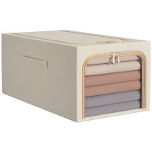 Vicmhuang - Boîte De Rangement De Placard Empilable En Tissu Avec Fenêtre Transparente, Organisateur De Vêtements Pliable 31l (beige)
