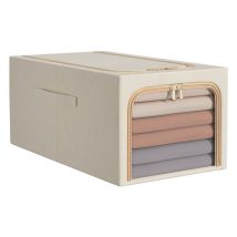 Boîte de Rangement de Placard Empilable en Tissu avec Fenêtre Transparente, Organisateur de Vêtements Pliable 49L (Beige)