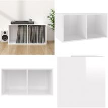 Boîte de rangement de vinyles Blanc brillant 71x34x36 cm - Boîte De Rangement Vinyl - Meuble Rangement Disque Vinyle - Rangement Lp - Boitier Vinyle