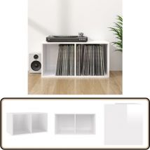 Boîte de rangement de vinyles Blanc brillant 71x34x36 cm - Boîte De Rangement Vinyl - Meuble Rangement Disque Vinyle - Rangement Lp - Boitier Vinyle