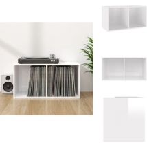 Boîte de rangement de vinyles Blanc brillant 71x34x36 cm - Boîte De Rangement Vinyl - Meuble Rangement Disque Vinyle - Rangement Lp - Boitier Vinyle