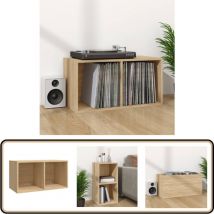 Boîte de rangement de vinyles Chêne sonoma 71x34x36 cm - Boîte De Rangement Vinyle - Rangement Disque Vinyle - Meuble Rangement Vinyl - Boîtier