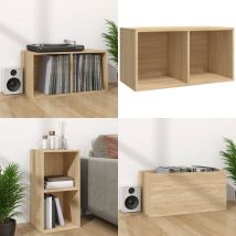 Boîte de rangement de vinyles Chêne sonoma 71x34x36 cm - Boîte De Rangement Vinyle - Rangement Disque Vinyle - Meuble Rangement Vinyl - Boîtier