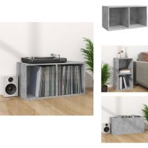 Boîte de rangement de vinyles Gris béton 71x34x36 cm - Boîte De Rangement Vinyl - Rangement Disque Vinyle - Meuble Rangement Vinyle - Boitier Lp