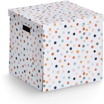 Boîte en carton avec couvercle DOTS, 33,5 x 33 x 32 cm