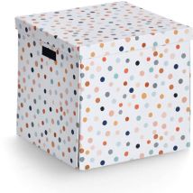 Boîte en carton avec couvercle DOTS – 33,5 x 33 x 32 cm – Matières, Longueur, Hauteur, Largeur – Zeller Present