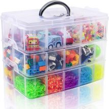 Boîte de rangement empilable à 3 niveaux avec 30 compartiments, boîte de rangement en plastique pour loisirs créatifs, jouets, perles à repasser,