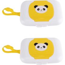 Cyslmuk - Boîte de rangement jaune pour enfants, 2 pièces, boîte de lingettes humides, boîte à langer de voyage pour bébé