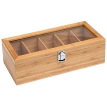 Boîte de rangement multifonctionnelle en bambou pour sachets de thé et bijoux, 5 compartiments