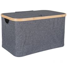 Boîte de Rangement Noto, Bambou, Polyester, Gris, 45x30x25 cm