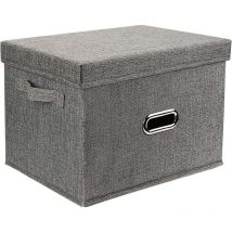 Boîte de rangement, panier de rangement pliable pour vêtements en lin, avec couvercle, boîte de rangement pliable pour armoire