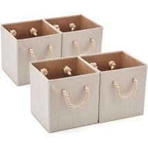 Boîte de rangement pliable en tissu de coton et bambou avec poignées, panier de rangement pour cuisine et chambre d'enfant