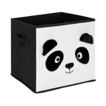 Boîte de Rangement Pliable 'Panda' 29x29cm Noir & Blanc