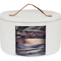 Boîte de Rangement pour Chapeaux avec Couvercle, 17 Pouces de Diamètre Boîtes à Chapeaux Pop Up, Chapeau de Voyage Pliable(Blanc)
