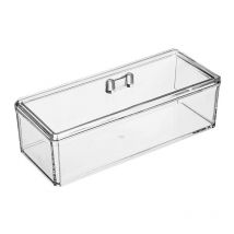 Boîte de rangement pour cosmétiques en acrylique transparent rectangulaire avec couvercle Petit organisateur de bureau - Ahlsen