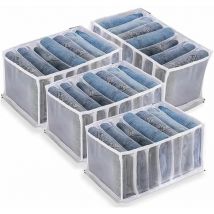 Organisateur de jeans, 4 organisateurs de garde-robe, organisateur de jeans, tiroir à vêtements en maille pour pantalons, jeans, pulls, t-shirts,