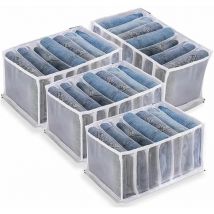 Boîte de Rangement pour Jeans,4 Pièces Organisateur de Garde-robe,Rangements Boîtes de Jeans,Boîte Séparation Maille Tiroir à Vêtements, pour
