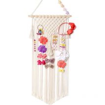 Boîte de rangement pour serre-têtes et pinces à cheveux en dentelle, idéale pour la décoration de chambre de bébé fille, couleur ivoire (sans rebord)