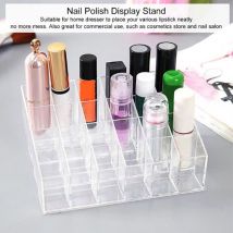 Boîte de rangement transparente à 24 compartiments pour rouges à lèvres, vernis à ongles, cosmétiques, présentoir