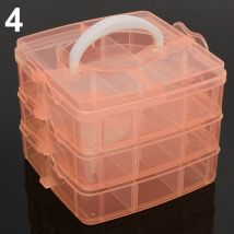Boîte de rangement transparente à 3 niveaux et 18 compartiments pour bijoux et perles (orange)