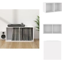 Boîte de rangement vinyles Blanc 71x34x36 cm Bois d'ingénierie - Boîte De Rangement Vinyle - Meuble Rangement Disque Vinyle - Rangement Lp - Coffret