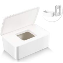 Boîte de rangement,Étui De Lingettes,Boîte de Mouchoirs Humides,Boîte en Plastique Tissu,De Lingettes Humides pour Bébé,bébé Serviette Boîte (blanc)
