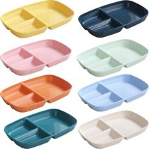 Boite de stockage Lot de 8 assiettes divisées avec 3 compartiments, assiettes diététiques incassables pour le contrôle des portions, assiettes saines