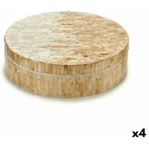 Giftdecor - Boîte décorative white beige mother-of-pearl chipboard 25 x 8 x 25 cm (4 pièces)