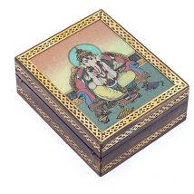 Boîte décorative Ganesh en bois de manguier