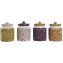 Pot of the Brand, Colour Green, Pink, Mustard and Lilac, of dolomite (12 x 12 x 16 centimètres) (4 pcs) - Dkd Home Decor